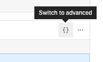 The switch to advanced button in the Viam app.
