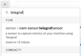 Component search results in the Viam app.