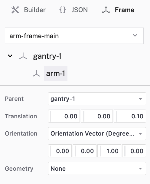 Arm frame card example for this configuration
