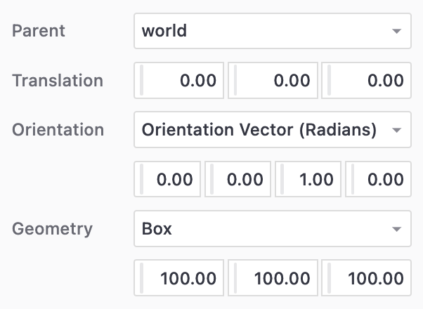 The frame card for the base in the Viam app config builder.